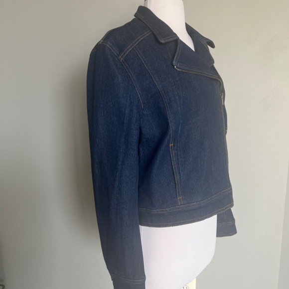 NWT BB Dakota Moto Style Jean Denim Zip Casual Biker Dark Blue Jacket Medium - Picture 2 of 10
